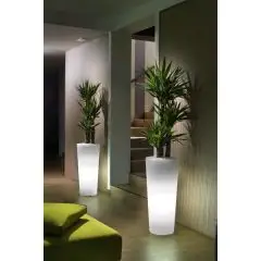 VASO - MOD. GAIA LUMINOUS CACHE-POT ROTONDO - CON LUCE A LED - STRUTTURA IN POLIETILENE - NORMA CE