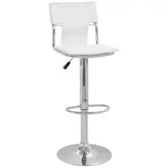 SGABELLO - MOD. BY035 - STRUTTURA IN METALLO CROMATO - SEDUTA IN ECOPELLE - ALTEZZA SEDUTA cm 58/80 - PER USO INTERNO - DIM. cm L 37 x P 32 x  h 86/108 - NORMA CE