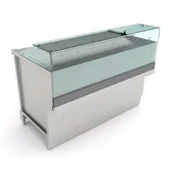 VETRINA PER VENDITA PIZZA - MOD. BREAK PIZZA VBD115 - SEMILAVORATA DA PANNELLARE - VETRI DRITTI APRIBILI - BASAMENTO IN TUBOLARE D'ACCIAIO VERNICIATO - PIANO IN ACCIAIO INOX - N. 3 CASSETTI DA 1/6 - DIM. Cm P 68,8 x H 115,1