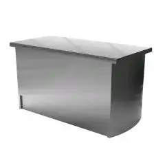 Elemento neutro centrale ad isola con fianchi terminali - Struttura in inox finitura scotch brite