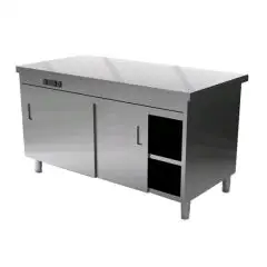 Elemento con ante scorrevoli con vano inferiore riscaldato - Struttura in inox finitura scotch brite