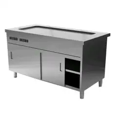 Elemento con piano caldo a secco e vano inferiore caldo - Struttura in inox finitura scotch brite