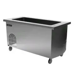 Elemento freddo con vasca - Centrale ad isola su ruote - Struttura in inox finitura scotch brite