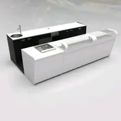 BANCO BAR E RETROBANCO CON ESPOSITORE GELATO PANORAMA - MOD. START UP L1000PANORAMA+L2500 H1150 - DOPPIA BANCALINA IN VETRO - N. 3 CELLE CON REFRIGERAZIONE VENTILATA - ALIMENTAZIONE V 230/50Hz MONOFASE - CON UNITA' CONDENSATRICE INCORPORATA - POSTAZIONE P