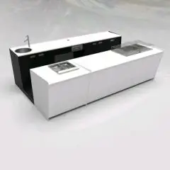 BANCO BAR E RETROBANCO CON ESPOSITORE GELATO PANORAMA - MOD. START UP L1000PANORAMA+L2500/SX H951 PL - CON VASCA REFRIGERATA PER L'ESPOSIZIONE DI FOOD & BEVERAGE A SINISTRA - COPERTURA IN PLEXIGLASS PER VASCA REFRIGERATA - N. 3 CELLE CON REFRIGERAZIONE VE