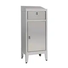 Armadio scrivimpiedi in acciaio inox - n. 1 anta a battente e cassetto