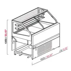 VETRINA PASTICCERIA SNACK SENZA RISERVA CON MENSOLE REFRIGERATE - SEMILAVORATA DA PANNELLARE - MOD. SAM80 VAD H 1350 - VETRI ALTI DRITTI - REFRIGERAZIONE VENTILATA - ALIMENTAZIONE V 230/50HZ MONOFASE - CON UNITA' CONDENSATRICE INCORPORATA - ALTEZZA cm 135