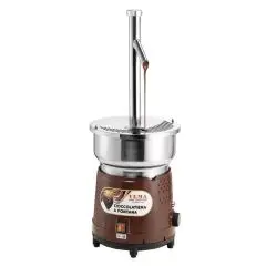 FONTANA PER CIOCCOLATO COLATRICE E TEMPERATRICE MANUALE DA BANCO - MOD. CF 2105 - CORPO IN POLICARBONATO MARRONE O GRIGIO METALIZZATO - VASCA LT 5,5 - POTENZA W 1000 - ALIMENTAZIONE MONOFASE 230V/1/50Hz - DIMENSIONI cm Ø 29 x H 73 - NORMA CE