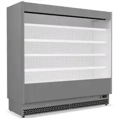 ESPOSITORE MURALE REFRIGERATO CON SPALLE CIECHE - MOD. VULCANO VC 80 INOX - ADATTO PER SALUMI E LATTICINI - A BASSO CONSUMO ENERGETICO - VENTILATO - TEMPERATURA MINIMA DI ESERCIZIO °C +3/+5 - NON CANALIZZABILE - NORMA CE
