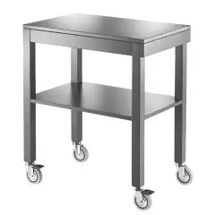 CARRELLO A DUE PIANI - MOD. 6830 - GAMBE IN LEGNO MASSELLO - N. 2 PIANI IN NOBILITATO - DIM. cm L 70 x P 45 x 84 H