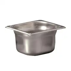 Vasca  1/6  in Acciaio Inox - INOXMACEL Linea GASTRONORM INOX - Codice 16200 - Dimensioni cm 17.6x16.2 - Altezza cm 20 - Imballo confezione da n. 1 Unità
