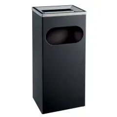 Posacenere e gettacarte in metallo verniciato nero, capacit&agrave; lt 27 Medial Quadro 27 Mod 790018