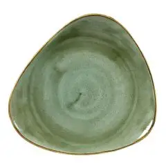 Piatto Piano Triangolare Samphire Green - CHURCHILL Linea STONECAST - Codice SSGSTR101 - Diametro 26,5 cm - Imballo confezione da n. 12 Unità