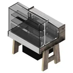 VETRINA SNACK MIX REFRIGERATA BAR SHARING - MOD. MIX FS VAD - VETRI ALTI DRITTI - REFRIGERAZIONE STATICA - TEMP. &deg;C +4/+8 - UNITA' CONDENSATRICE INCORPORATA - DIM. Cm P 80,3 x H 135 - PROFONDITA' PIANO ESPOSITIVO: 60,5 CM