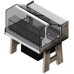 VETRINA SNACK MIX REFRIGERATA BAR SHARING - MOD. MIX FS VBD - VETRI BASSI DRITTI - REFRIGERAZIONE STATICA - TEMP. &deg;C +4/+8 - UNITA' CONDENSATRICE INCORPORATA - DIM. Cm P 80,3 x H 115 - PROFONDITA' PIANO ESPOSITIVO: 60,5 CM