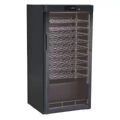 ESPOSITORE REFRIGERATO PER VINO - Mod. G-BJ208 - Capacità bottiglie N. 54 da lt 0,75 - Temperatura differenziata a seconda dei ripiani - Temperatura +5/+18 °C - Potenza W 82 - Alimentazione monofase 230V/1/50Hz - Dimensioni cm L 60 x P 60,3 x 126 h - Norm