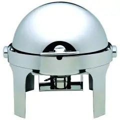 Chafing dish - Mod CD6504 - Struttura in acciaio inox lucido - Coperchio roll top 180° - Bruciatori ad alcool - Dimensioni L 50 x P 52 x 45 h