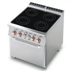 Cucina elettrica 4 piastre in vetroceramica con forno elettrico Allforfood CFC4/98ET linea ELLE
