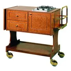 CARRELLO FLAMBE' - MOD CL275 - Struttura in legno multistrato di betulla monocorpo - Piano cottura in acciaio inox - Vano porta bombola