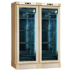 VETRINA REFRIGERATA PER VINO - Mod. ENY 820 N NATURAL - STATICO - TEMPERATURA °C +4/+18 - N. 2 PORTE IN VETRO - STRUTTURA IN LEGNO FRASSINO NATURALE - CAPACITA' LORDA Lt. 764 - CAPACITA' NETTA Lt. 604 - POTENZA W 244 - ALIMENTAZIONE 220/50Hz MONOFASE - DI