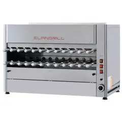 GIRARROSTO A GAS - MOD. CHURRASCO/CM13SPIG - Adatto per cuocere bombette tipiche pugliesi e piccole pezzature - Motoriduttori indipendenti per ogni asta - N. 24 Spade lunghezza cm 50 - N° piani: 2 - Potenza termica 14 Kw - Allaccio MONOFASE - Dimensioni: 