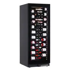 VETRINA REFRIGERATA PER VINO - Mod. EY160I1VD NL - VENTILATO - TEMPERATURA °C +2/+20 - N. 1 PORTA IN VETRO - STRUTTURA IN LAMIERA VERNICIATA NERA - CAPACITA' LORDA Lt. 386 - POTENZA W 130 - ALIMENTAZIONE 220/50Hz MONOFASE - DIMENSIONI cm L 59,5 x P 69 x H