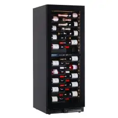 VETRINA REFRIGERATA PER VINO - Mod. EY160I2VD NL - VENTILATA - TEMPERATURA +2°/+12°C / +12°/+20°C - N. 1 PORTA IN VETRO - STRUTTURA IN LAMIERA VERNICIATA NERA - CAPACITA' LORDA Lt. 382 - POTENZA W 130 - ALIMENTAZIONE 220/50Hz MONOFASE - DIMENSIONI cm L 59