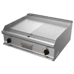 Fry Top elettrico professionale da banco piastra 1/2 liscia 1/2 rigata in acciaio Allforfood G7NUP2DDO linea SIMPLE
