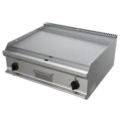 Fry Top elettrico professionale da banco piastra rigata in acciaio Allforfood G7NUP2DDT linea SIMPLE