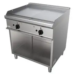 Fry Top a gas professionale piastra 1/2 liscia 1/2 rigata in acciaio Allforfood G7NUQ2DCO linea SIMPLE