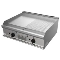 Fry Top a gas professionale da banco piastra 1/2 liscia 1/2 rigata in acciaio Allforfood G7NUQ2DDO linea SIMPLE
