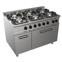 Cucina a gas 6 fuochi con forno elettrico Allforfood G7NURG8FH6O linea SIMPLE