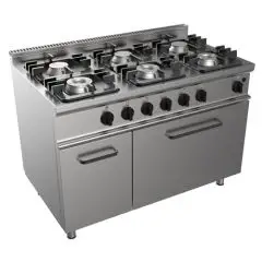 Cucina a gas 6 fuochi con forno a gas Allforfood G7NURG6FN3M3G linea SIMPLE