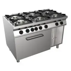 Cucina a gas 6 fuochi con forno elettrico Allforfood H7MZE6FE linea SPEED