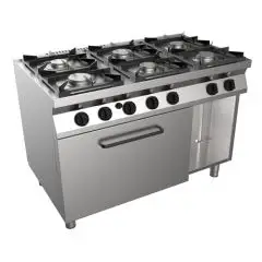 Cucina a gas 6 fuochi con forno a gas Allforfood H7MZE6FN linea SPEED