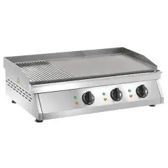 Fry Top elettrico professionale da banco piastra 2/3 liscia 1/3 rigata in acciaio Amitek FT3M