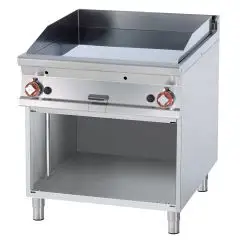 Fry Top a gas professionale piastra liscia cromata superchrome Allforfood FTL/98GS linea ELLE