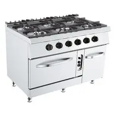 Cucina a gas 6 fuochi con forno a gas Allforfood K7S211N linea ANIS