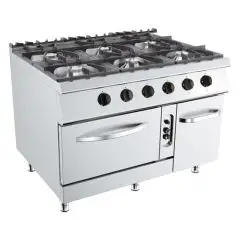 Cucina a gas 6 fuochi con forno a gas Allforfood K9S211N linea ANIS