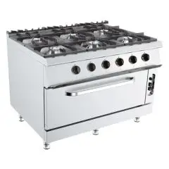 Cucina a gas 6 fuochi con forno a gas Allforfood K9S212N linea ANIS
