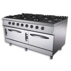 Cucina a gas 8 fuochi con 2 forni a gas Allforfood K9S213N linea ANIS