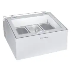ESPOSITORE DA BANCO PER GELATO MANTECATO - MOD. ICE POINT 3.0 - CAPACITA' Lt 10 - REFRIGERAZIONE STATICA - TEMPERATURA -10° / -22° C - DIMENSIONI Cm L 64,7 x P 71,5 x h 35,5