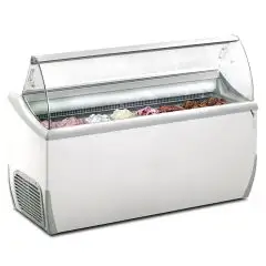 VETRINA GELATERIA - MOD. VETRINA J 9 EXTRA - CAPACITA' LT 423 - TEMPERATURA -15°/-20°C - Dim. cm. L 165,6 x P 72,3 x h 125,3 - Norma CE