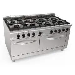 Cucina a gas 8 fuochi con 2 forni a gas Allforfood N9WUZ8FE2P2M4G linea MISS
