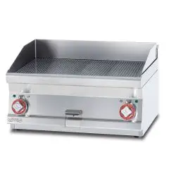 Fry Top elettrico professionale da banco piastra rigata in acciaio Allforfood FTRT/66ET linea ELLE