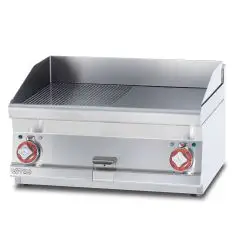 Fry Top elettrico professionale da banco piastra 1/2 liscia 1/2 rigata cromata superchrome Allforfood FTLRT/66ETS linea ELLE
