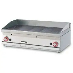 Fry Top a gas professionale da banco piastra rigata in acciaio Allforfood FTRT/610G linea ELLE