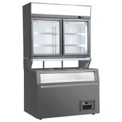 Espositore murale combinato con isola panoramica e pensile refrigerato Klimaitalia CANADA 145