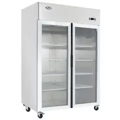 ARMADIO FRIGORIFERO IN ACCIAIO INOX - Mod. MCF8602-GR - VENTILATO - CAPACITA' LT 1240 - N. 2 PORTE VETRO - TEMPERATURA -17°/-20°C - Dim. cm L 131,4 x P 80,5 x h 206,5 - Norma CE