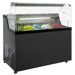 VETRINA GELATERIA - MOD. MIRABELLA C6G - TEMPERATURA -5°/-20° C - CAPACITA' Lt 184 - DIMENSIONI cm L 118,7 x P 67,7 x h 119 - PESO Kg. 117 - NORMA CE
